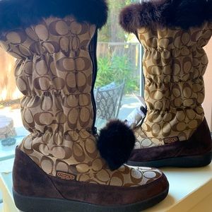 Coach rabbit fur boots